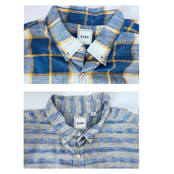 ROWM Shirt Mens XL Casual Pocket Button Down Short Sleeve Lot of 2 plaid - Picture 1 of 16